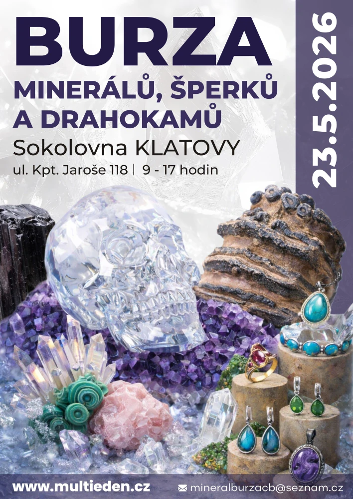💎 23.5.2026 Burza Minerálů Šperků a Drahokamů Sokolovna Klatovy .