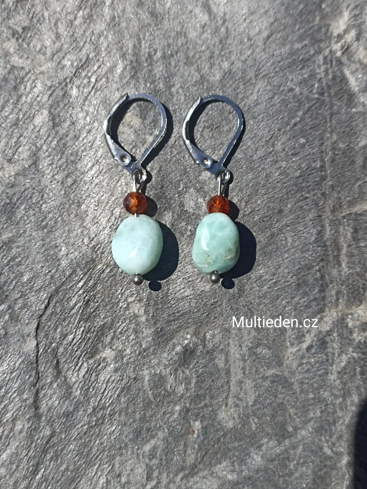 Larimar a Granát, náušnice