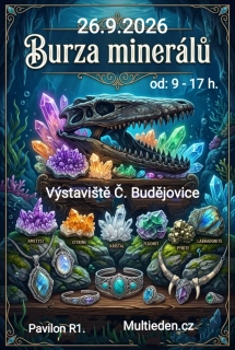 💎 26.9.2026 Burza Minerálů Šperků a Drahokamů Výstaviště Č. Budějovice