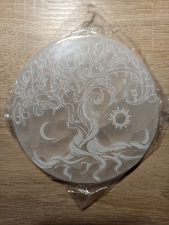 Selenitova destička, rytý Strom Života - 12 cm.