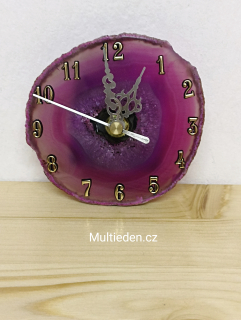 Hodiny z růžového Achátu na pověšení. Č: 4.