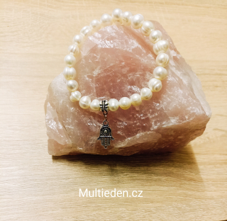 Říční perly a ruka Fatimy náramek na ruku 