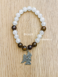 Bronzit s Křišťálem náramek na ruku 8 mm