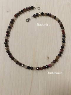 Rodonit fasetovany náhrdelník 