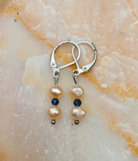 Říční perly a Safír náušnice 