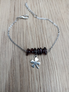 Náramek z chirurgické oceli s minerály - Granát.