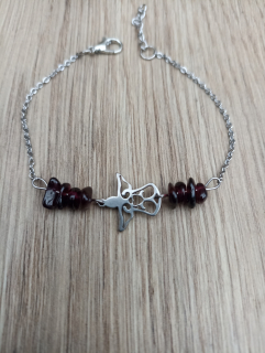 Náramek z chirurgické oceli s minerály - Granát.