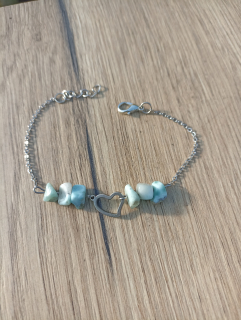 Náramek z chirurgické oceli s Larimarem 