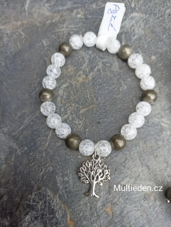 Pyrit  s křišťálem náramek na ruku.