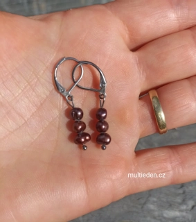 Říční perly náušnice , tmavé.