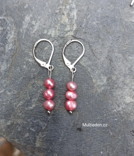 Říční perly náušnice , růžové 