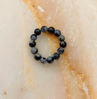 Prsten : Obsidián vločkový 