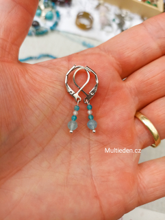 Ag náušnice Akvamarín, Apatit 