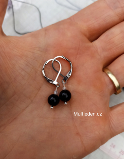Ag náušnice Černý Turmalín 