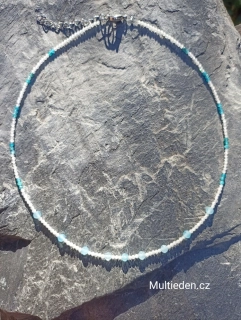 💎 Akvamarín, Apatit , křišťál náhrdelník . 