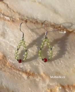 Olivín a Granát stříbrné náušnice 
