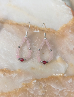 Ag náušnice Růženín a Granát 