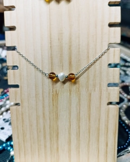 Jantarový náhrdelník s Říční Perlou 