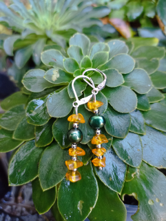 Jantar náušnice a Říční Perla 