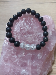 Náramek na ruku Šungit s Křišťálem.