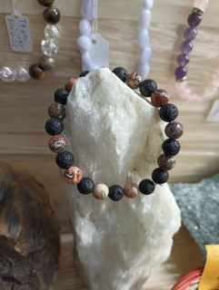 Jaspis a Láva krásný náramek na ruku